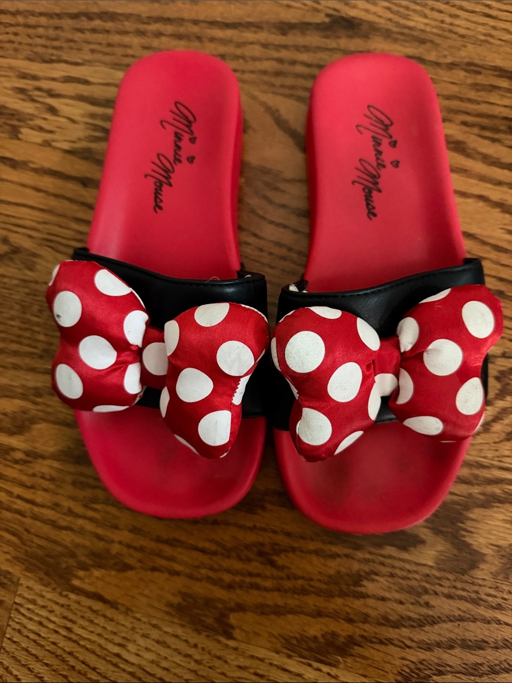Disney Red and White Polka Dot Bow Slide Sandals for Kids